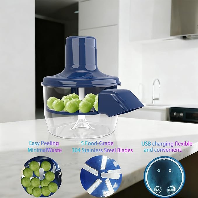 Automatic Grape Peeler Machine,Electric Peeling Machine for Grape,Automatic Garlic & Cherry Tomato Peeler Skin Remover Tool for Small Fruits,Efficient Peeling Kitchen Gadget for Home Use (Blue) - Image 3