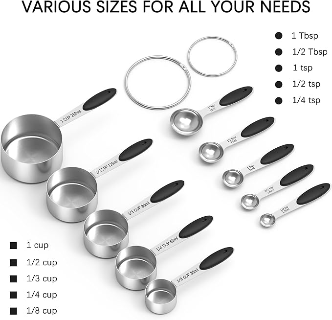 TILUCK Measuring Cups and Spoons Set, Stainless Steel, Kitchen Utensils for Cooking and Baking (10) - Image 2