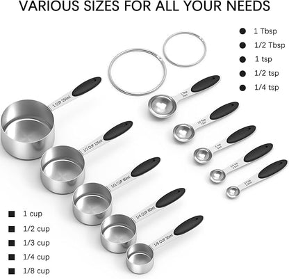 TILUCK Measuring Cups and Spoons Set, Stainless Steel, Kitchen Utensils for Cooking and Baking (10) - Image 2