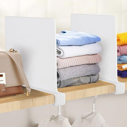 JOY DECOR 12 Pack Acrylic White Shelf Dividers for Closets Organizer and Storage Adjustable Vertical Wood Shelf Closet Separators for Clothes,Book,Bags in Bedroom and Kitchen - Image 6