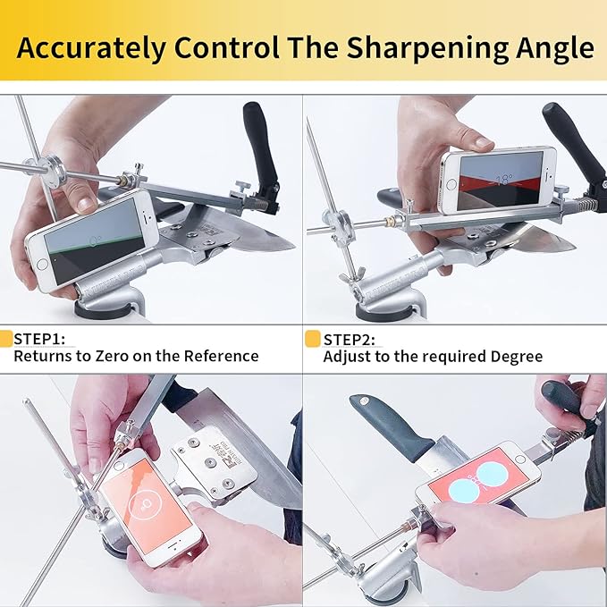 CWOVRS Knife Sharpening System, RX-008 Professional Knife Sharpener, 360° Flip Rotation, Upgraded Metal Fixed Angled Knife Sharpener Kit, Kitchen Chef Knife Sharpening Kit,12 Stones Kit