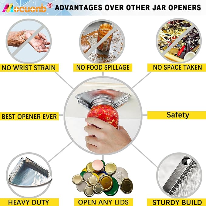 Moeuonb latest Under Cabinet Jar Opener for Seniors, Stainless Steel Jar Opener for Weak Hands, Jar Lid & Bottle Cap Opener Tool, Under Counter Can Opener, One Handed Jar opener - Image 5