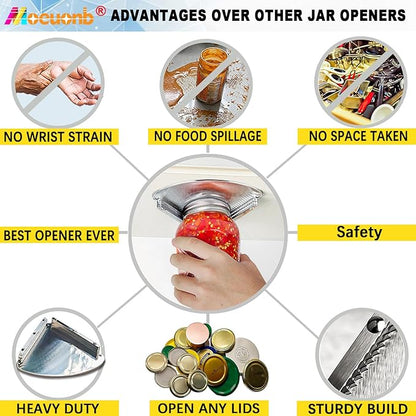 Moeuonb latest Under Cabinet Jar Opener for Seniors, Stainless Steel Jar Opener for Weak Hands, Jar Lid & Bottle Cap Opener Tool, Under Counter Can Opener, One Handed Jar opener - Image 5