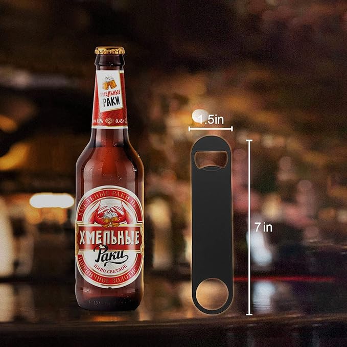 KTOJOY 4 PACK Stainless Steel Flat Bottle Opener, Beer Bottle Opener, 7inch, with Exquisite Packaging, for Kitchen, Bar or Restaurant, Black, - Image 3