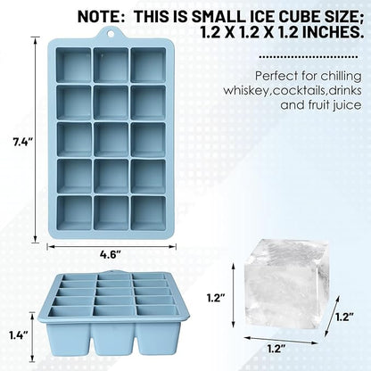 Silicone Ice Cube Trays 3Packs, Easy Release Ice Cube Molds with Lid, Freezer Stackable Ice Maker for Whiskey, Baby Food, BPA Free (Blue+Grey+Pink) - Image 2