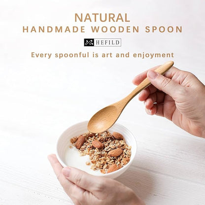 2 PCS Small Wooden Spoons, 5.8 Inch Honey Spoons for Tea, Beech Wooden Honey Teaspoon for Coffee, Little Tiny Wood Spoons, Bamboo Table Spoon for stirring, Wooden Spoons for Utensils Set - Image 4