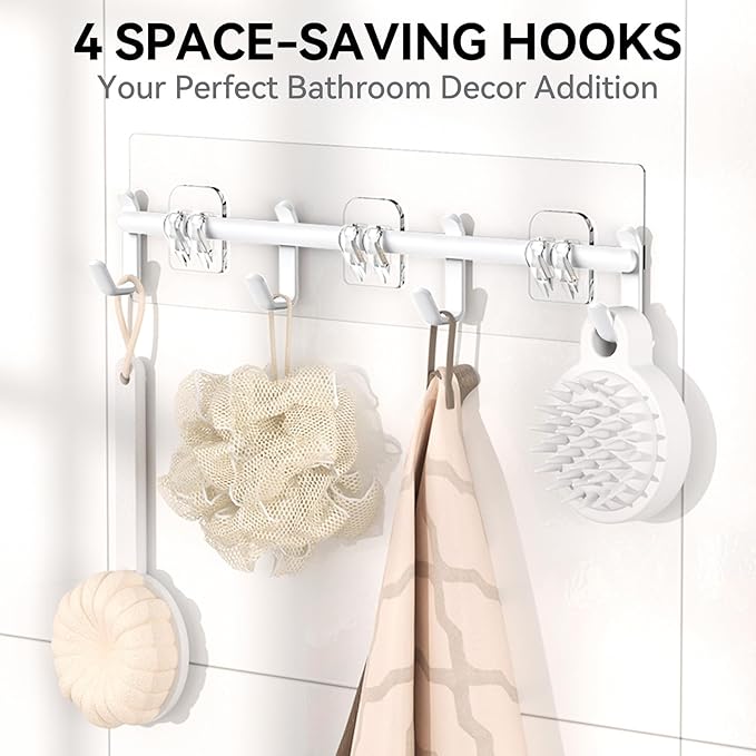 YASONIC Shower Caddy, Large Capacity Bath Organizer with Soap Holder and 12 Hooks, 6 Pack Rustproof Bathroom Shelves for Inside Shower, No Drilling&Sleek Bathroom Organizers and Storage White - Image 6