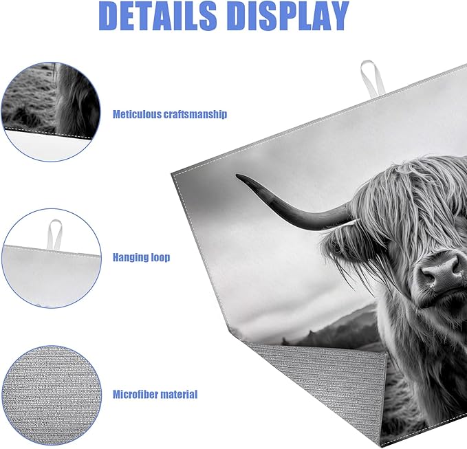 Highland Cow Dish Drying Mat for Kitchen Counter Drying Pad Absorbent Reversible Dish Drainer Rack Mats Draining Pad 18"x24"Inch - Image 3