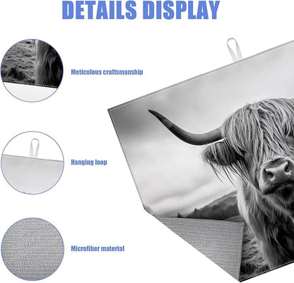 Highland Cow Dish Drying Mat for Kitchen Counter Drying Pad Absorbent Reversible Dish Drainer Rack Mats Draining Pad 18"x24"Inch - Image 3