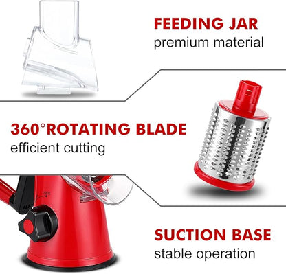 Cheese Grater Rotary, Rotary Grater for Kitchen, Kitchen Grater Vegetable Slicer with 3 Drum Blades, Fast Cutting Cheese Shredder for Vegetables and Nuts - Image 6