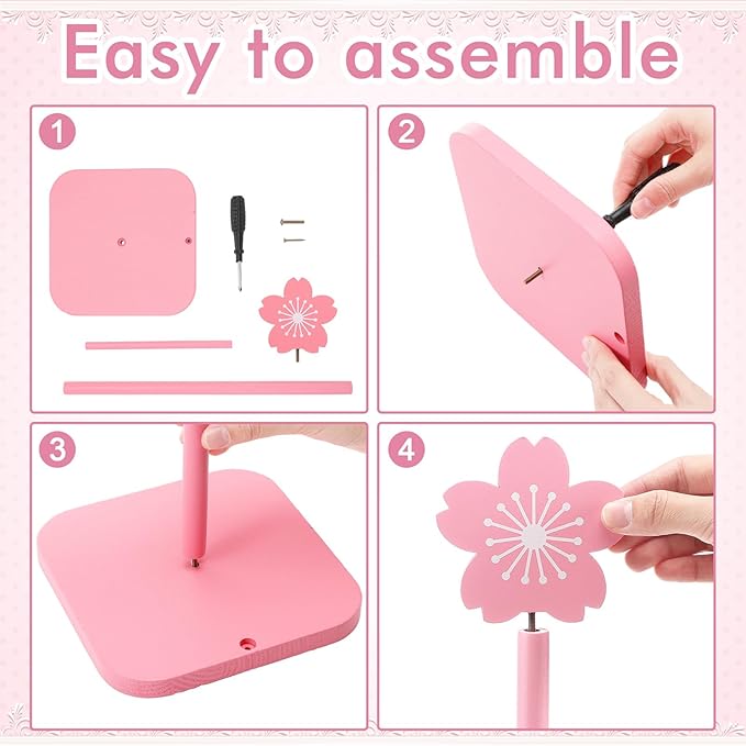 Leinuosen Pink Cherry Blossoms Paper Towel Holder Cute Bow Wooden Paper Towel Holder Pink Bathroom Countertop Accessories Kitchen Roll Stand Organizer Standing Apartment Decor Housewarming Gift