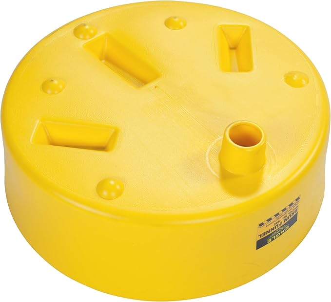 Eagle 1660 Drum Funnel – 18" Diameter, Yellow HDPE, Fits 30 & 55 Gallon Drums, 6" Side Walls to Reduce Splashing, Spout Fits 2" NPT Bung, Durable & Chemical-Resistant – Made in the USA - Image 3