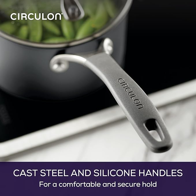 Circulon A1 Series w/ScratchDefense Nonstick Induction Straining 2qt SaucePan with Lid, Induction Cookware, 2-Quart Sauce Pan with Lid, Graphite - Image 5