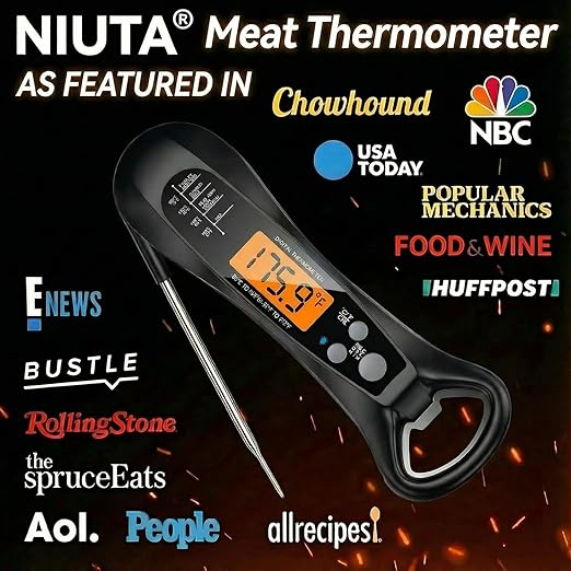 Therm Pro® Chef Meat Thermometer Digital, 1 Sec Instant Read, NIST® Certified Accurate to ±0.5℉, Ultra Bright LED Screen, 100% Waterproof, Auto-Rotate, for BBQ, Turkey, Candy, Liquids Christmas Gift