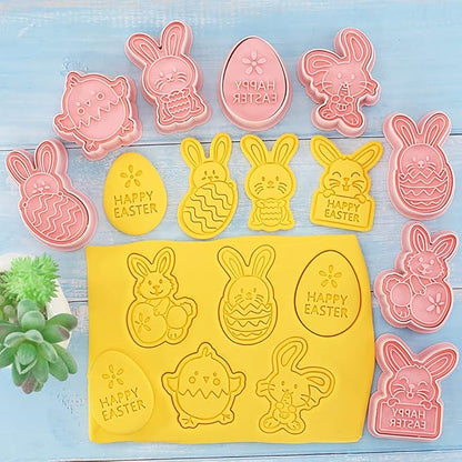 8 Pcs Cookie Cutters Set 3D Holiday Cookie Cutters for Party Baking Decoration (Easter)