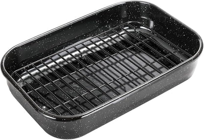 Roasting Pan with Rack, 16 x 11 Inch Rectangular Roasting Pan, 20lb Turkey Roaster Pot, Large Oven Roaster Tray for Baking Turkey by JY COOKMENT