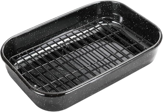 Roasting Pan with Rack, 16 x 11 Inch Rectangular Roasting Pan, 20lb Turkey Roaster Pot, Large Oven Roaster Tray for Baking Turkey by JY COOKMENT