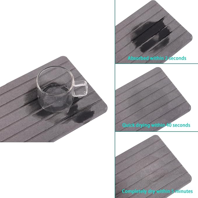 NiuYichee 2 PCS Water Absorbent diatomite Coasters, 8.3" x 4" Water Absorbing Stone Tray for Sink, Stone Drying mat for Kitchen Counter, Stone soap Tray Used for Hand Soaps & toiletries & Plants - Image 5