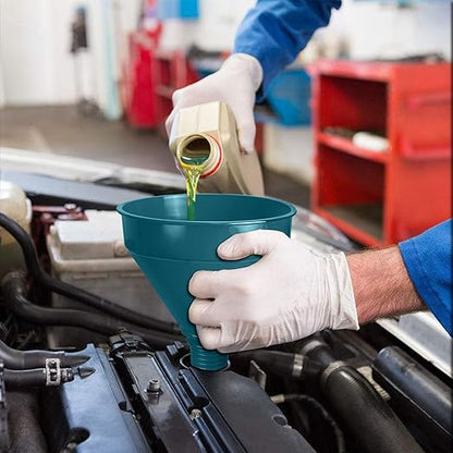 Flex Funnel - Wide Mouth Flexible Funnel with Handle, Automotive Funnels for Engine Oil, Liquid, Diesel, Kerosene,Gasoline (1PACK Blue FUNNELS)