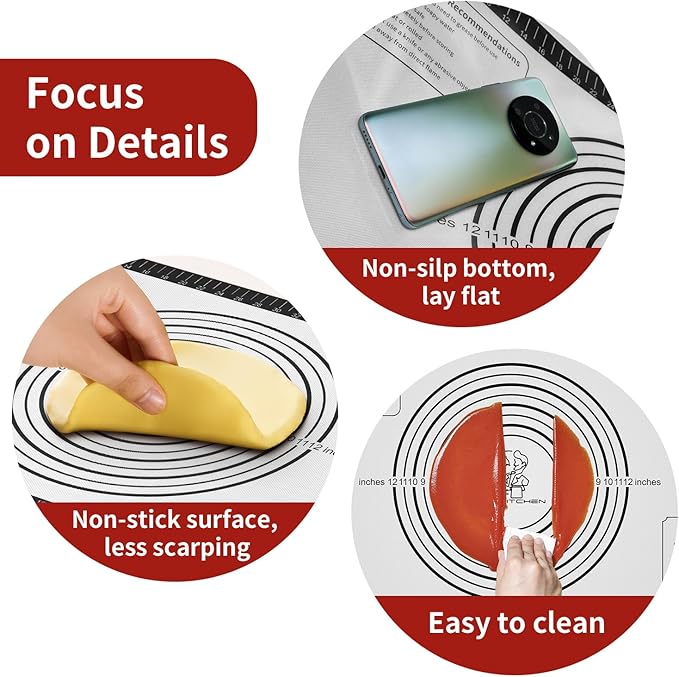 Silicone Macaron Baking Mat, Non Stick Pastry Mat for Rolling Dough,Silicone Mat for Baking Pizza, Cookie, Bread, Fondant, Macarons, Reusable and Large Silicone Mat - Image 3