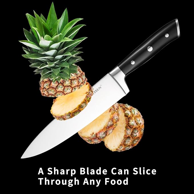 Knife Sets 15 Pieces for Kitchen with Block, German Stainless Steel Kitchen Knife Set, ABS Ergonomic Handle Chef Knives, and Shears for Chopping, Slicing and Cutting - Image 4