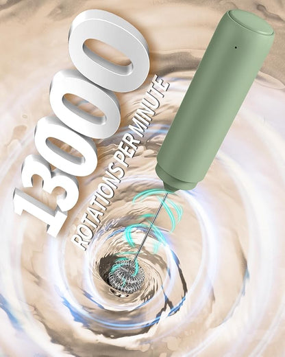 CIRCLE JOY Rechargeable Milk Frother Hanheld, Dual Ring Electric Coffee Frother, Portable Hand Frother Wand Drink Mixer for Matcha Lattes Cappuccino, Kitchen Gifts, Green - Image 2