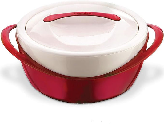 Pinnacle Large Insulated Casserole Dish with Lid 2.6 qt. Elegant Hot Pot Food Warmer/Cooler -Thermal Soup/Salad Serving Bowl Stainless Steel Hot Food Container–Best Gift Set for Moms –Holidays Red