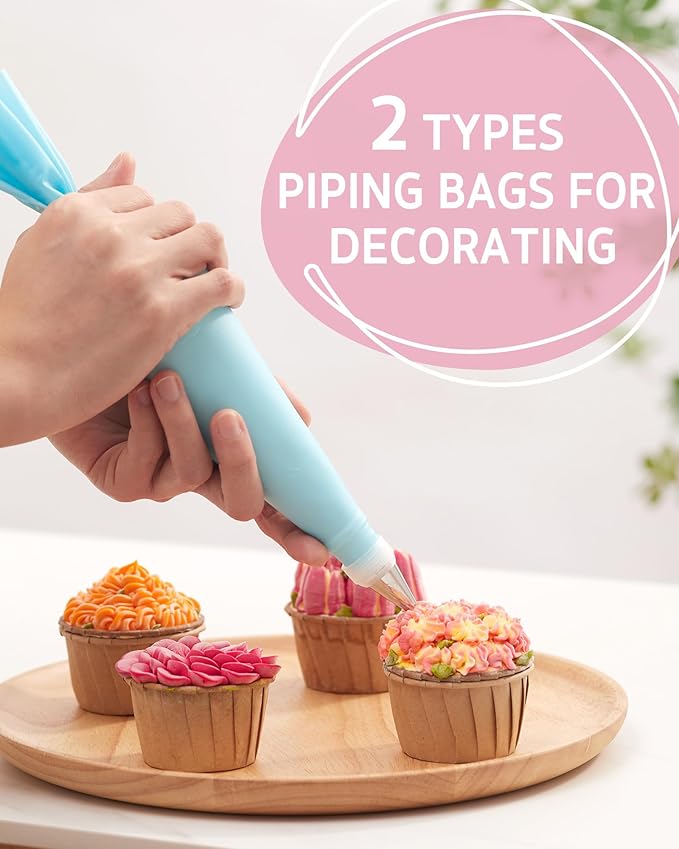 Syntus 65 PCs Cake Decorating Kit with Cake Stand Turntable, Cake Baking Supplies 30+1 Piping Bags, 24 Piping Tips, Offset & Straight Spatulas, 3 Scrapers, Leveler, 2 Couplers & 1 Tips Brush - Image 6