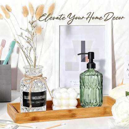 COHOSEGE 17 Oz Green Glass Kitchen Soap Dispenser for Dish Soap, 2 Pack Bathroom Soap Dispenser Set with Black Rust Proof Pump for Lotion, Hand soap or Body Wash - Image 9