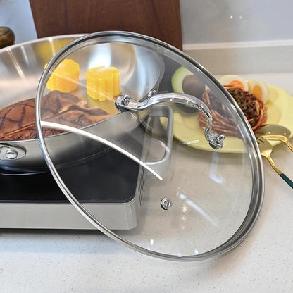 Antrader Tempered Glass Lid,10.5Inch Cookware Glass Replacement Lid For Any Skillet/Frying Pan/Pot (Interior Diameter: 10.18inch, Exterior Diameter: 10.71inch)