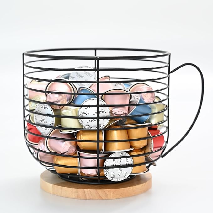 Large Capacity Coffee Pod K Cup Holders - Storage Organizer - Black Wire Rack - Coffee Bar Accessories by BYTEAIDREX