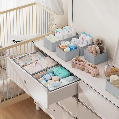 DIMJ Drawer Organizer Clothes Storage - 18 Pack Baby Dresser Organizer for Nursery, Foldable Closet Drawer Organizer Bins for Bedroom Organization, Fabric Storage Dividers for Socks, Underwears, Bras - Image 3