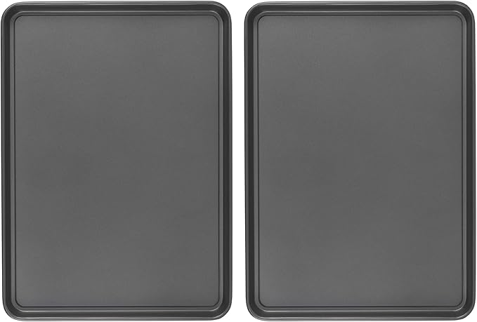 GoodCook Everday Nonstick Carbon Steel 15” x 21” Baking Sheet Set, 2 Pack – Extra-Large Carbon Steel Cooking Pans, Bakeware Set, Cookie Sheets for Baking, Oven Pan Set by GoodCook