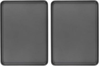 GoodCook Everday Nonstick Carbon Steel 15” x 21” Baking Sheet Set, 2 Pack – Extra-Large Carbon Steel Cooking Pans, Bakeware Set, Cookie Sheets for Baking, Oven Pan Set by GoodCook