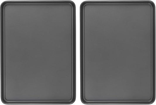 GoodCook Everday Nonstick Carbon Steel 15” x 21” Baking Sheet Set, 2 Pack – Extra-Large Carbon Steel Cooking Pans, Bakeware Set, Cookie Sheets for Baking, Oven Pan Set by GoodCook