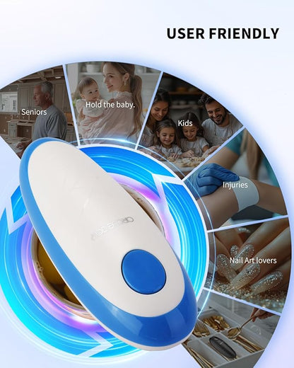CIRCLE JOY Electric Can Opener, One-Touch Automatic Can Opening with Smooth Edges, Food Safety Handheld Battery-Operated Can Opener for Kitchen and Seniors, Blue - Image 8