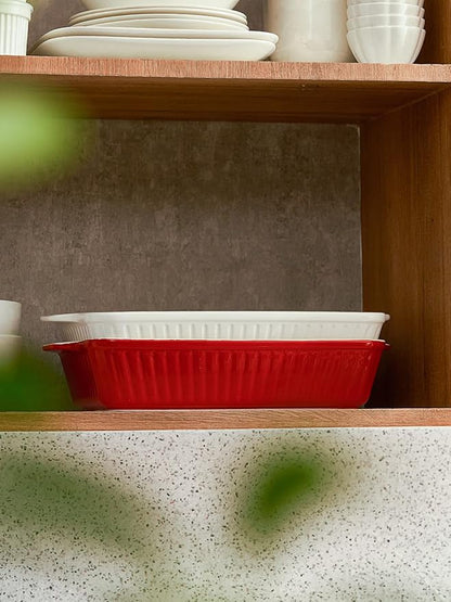 DOWAN 9x13-inch Deep Casserole Baking Dish for Lasagna, 135 oz Ceramic Pan with Handles, Oven Safe for Baking and Home Decor, Red - Image 7