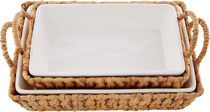 Mud Pie Hyacinth Basket Set, small baker 7" x 11" | large baker 13" x 18 1/2"