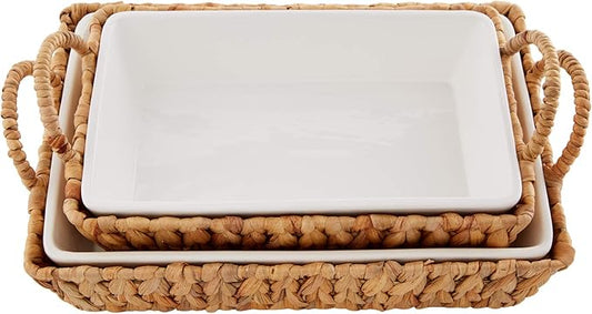 Mud Pie Hyacinth Basket Set, small baker 7" x 11" | large baker 13" x 18 1/2"