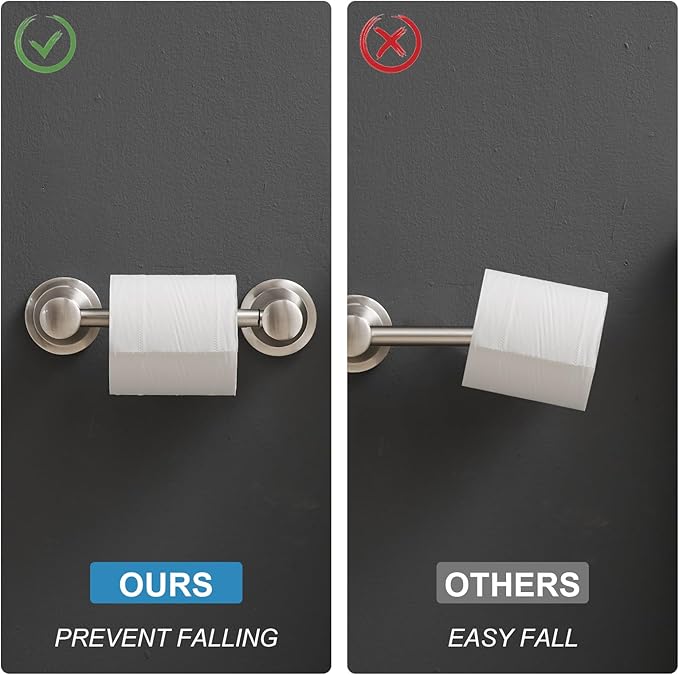 RUMOSE Toilet Paper Holder and Hand Towel Ring Brushed Nickel Wall Mount Bathroom Hardware Accessories 2 PCS Set Flexible Pivoting Toilet Tissue Roll Holder and Towel Hanger, Stainless Steel