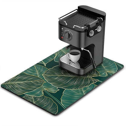 Rnivvi Coffee Mat, 16" x 24" Cute Tropical Theme Coffee Bar Mats for Espresso Machine Station Accessories and Organizer, Hide Stain Rubber Backed Absorbent Dish Drying Pad for Kitchen Counter, Palm by Rnivvi
