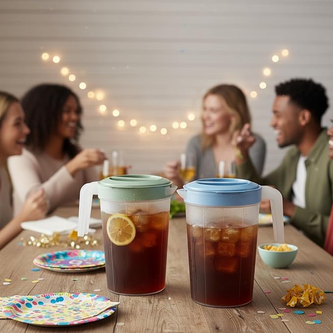Tribello 2-Pack 1-Gallon Plastic Pitchers with Lids – Iced Tea Pitchers with Twist Cover BPA-Free, Dishwasher & Freezer Safe, Ideal for Water, Juice & Fridge Storage - Image 8
