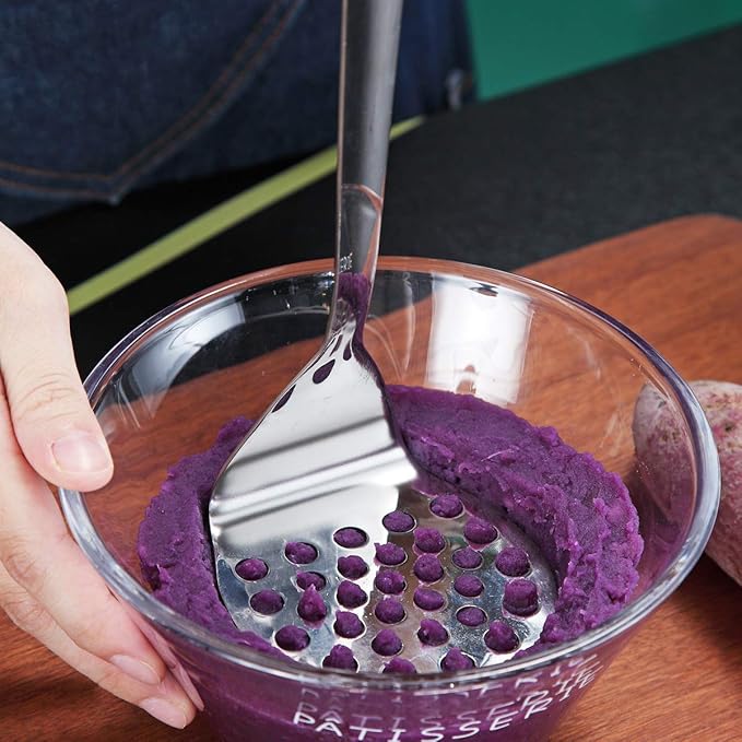 Stainless Steel Potato Masher, Berglander Heavy Duty Metal Potato Ricer, Food Masher Utensil Hand Masher, Vegetables Fruits Versatile Masher, Heat Resistant, Dishwasher Safe, Easy to Clean - Image 8