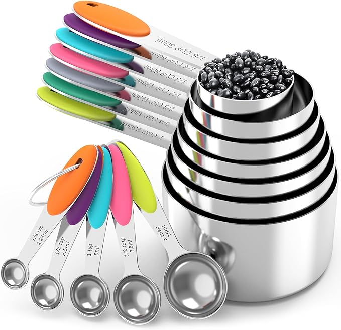 TILUCK Measuring Cups and Spoons Set, Stainless Steel, Kitchen Utensils for Cooking and Baking (12) by TILUCKBringsGoodLuck