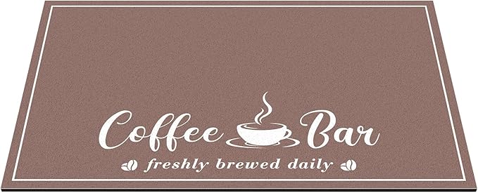 CooRug Absorbent Coffee Mat, Fashion Dish Drying Mat for Kitchen Counter Coffee Bar Accessories Espresso Machine Dish Rack 16" x 24" Brown - Image 9