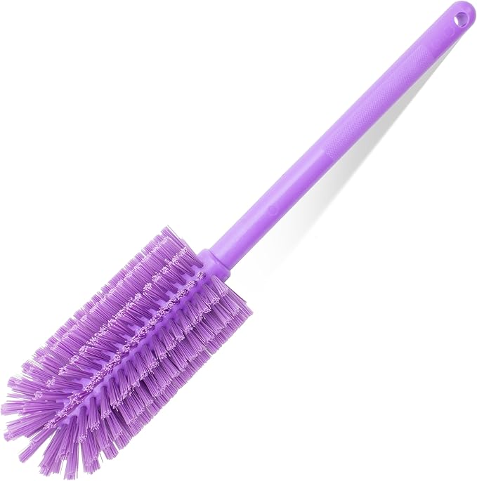 SPARTA Large Water Bottle Brush Ideal for Wide-Mouth Jars, Bottles and Tumblers, Dishwashing Tool with Handle for Home and Commercial Kitchens, Plastic, 16 Inches, Purple (Pack of 4)