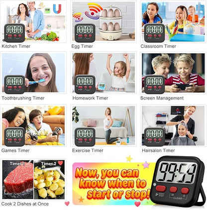Antonki 2 Pack Digital Timer for Kids, Magnetic Countdown Kitchen Timers for Cooking, Egg, Classroom, Teacher, Exercise, Study, Oven - Battery Included - Image 7