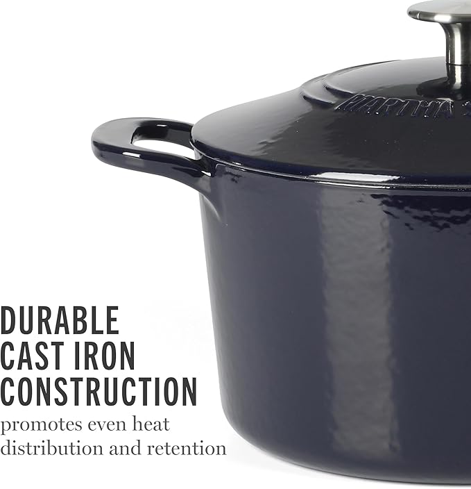 Martha Stewart Gatwick 4 Quart Enamel Cast Iron Dutch Oven - Navy Blue - Image 5