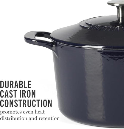 Martha Stewart Gatwick 4 Quart Enamel Cast Iron Dutch Oven - Navy Blue - Image 5