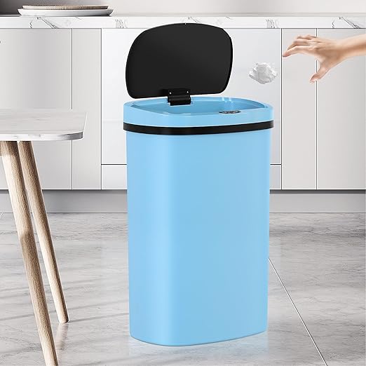 13 Gallon Trash Can | 50L Sensor Automatic Kitchen Trash Can with Lid | Touchless Garbage Bin Odor-Control for Kitchen, Office, Bedroom, Living Room (1 Pack, Blue) - Image 9